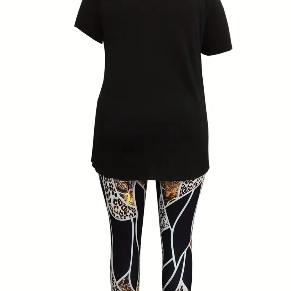 Plus Size Letter Print Two-piece set - Picture 2 of 4